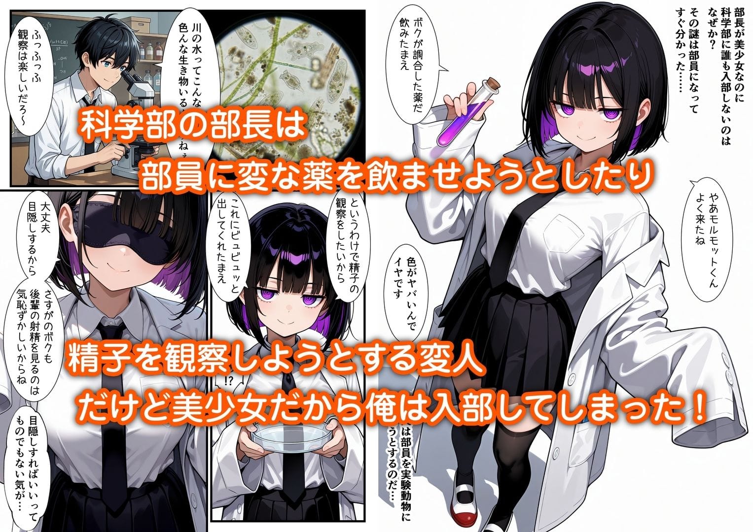 科学部のクールで変人な美少女部長との出会いのシーン